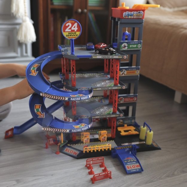 WOOPIE Daugiaaukštė automobilių stovėjimo aikštelė–garažas su plovykla, automobiliukais ir sraigtasparniu + priedai 2