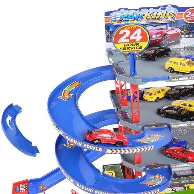 WOOPIE Daugiaaukštė automobilių stovėjimo aikštelė–garažas su plovykla, automobiliukais ir sraigtasparniu + priedai 7