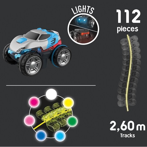 SMOBY Flextreme Neon – Lanksti automobilių trasa su automobiliu