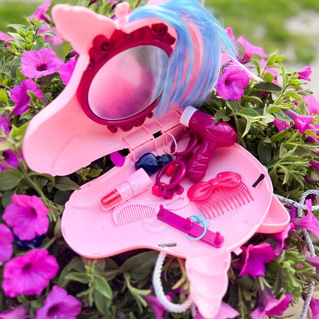 WOOPIE 2 in 1 mergaičių tualetinis staliukas „Grožio salonas“ vienaragio formos rankinėje 1