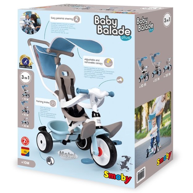 SMOBY triratukas „Baby Balade Plus“ – mėlynas