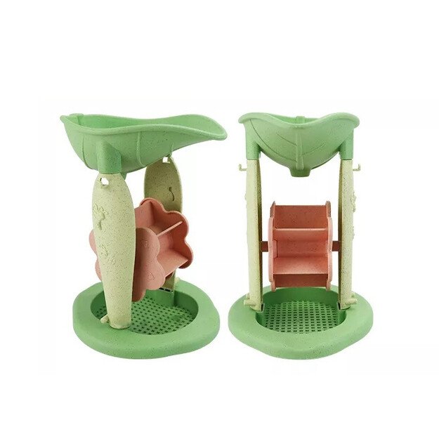 WOOPIE GREEN smėlio rinkinys su vandens malūnėliu kibirėlyje, 9 dalių – biologiškai skaidus, ekologiškas plastikas 6