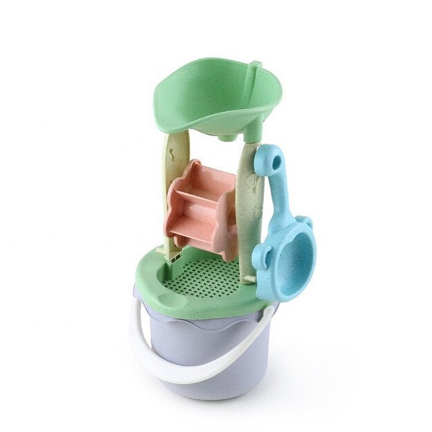 WOOPIE GREEN smėlio rinkinys su vandens malūnėliu kibirėlyje, 9 dalių – biologiškai skaidus, ekologiškas plastikas 8