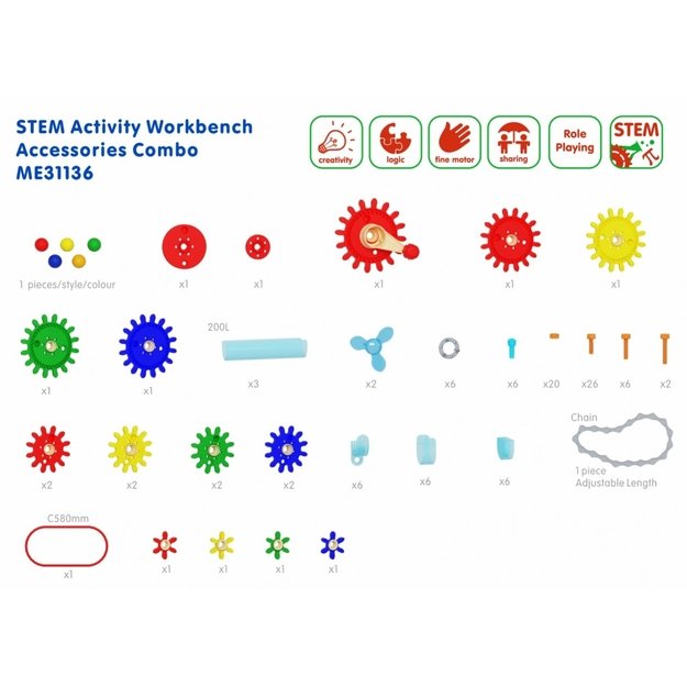 MASTERKIDZ Medinis Montessori dirbtuvės rinkinys „STEM“ su įrankiais ir priedais 1