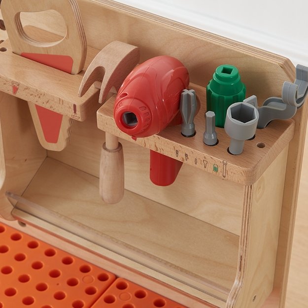 MASTERKIDZ Medinis Montessori dirbtuvės rinkinys „STEM“ su įrankiais ir priedais 7