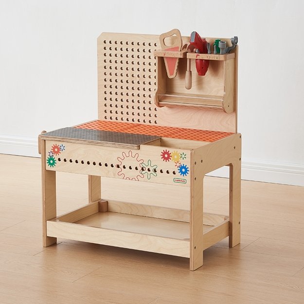 MASTERKIDZ Medinis Montessori dirbtuvės rinkinys „STEM“ su įrankiais ir priedais 5