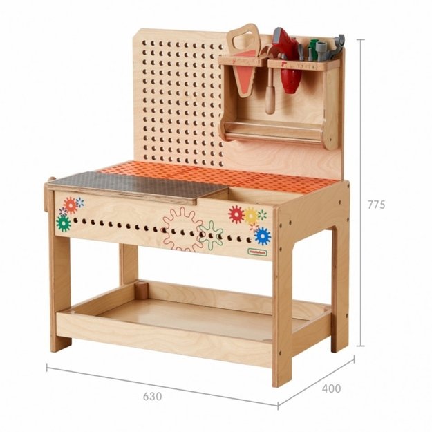 MASTERKIDZ Medinis Montessori dirbtuvės rinkinys „STEM“ su įrankiais ir priedais 8