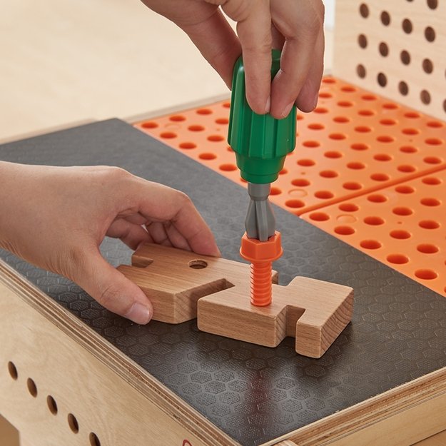 MASTERKIDZ Medinis Montessori dirbtuvės rinkinys „STEM“ su įrankiais ir priedais 3
