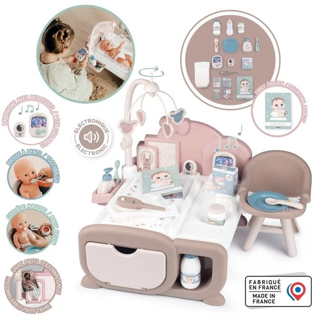 SMOBY Baby Nurse – elektroninis didelis auklės kampelis lėlei su 19 priedų