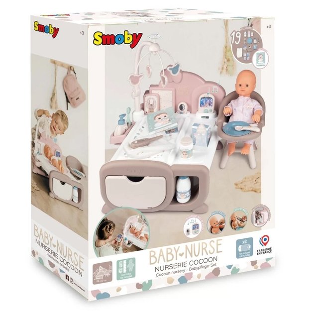 SMOBY Baby Nurse – elektroninis didelis auklės kampelis lėlei su 19 priedų 6