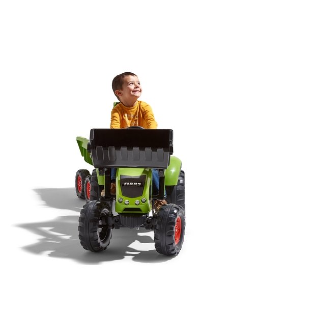 FALK pedalinis traktorius CLAAS su priekaba, kaušu ir buldozerio peiliu – nuo 3 m.