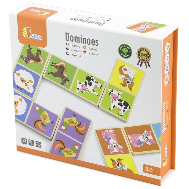 VIGA mediniai edukaciniai domino kaladėlės „Ferma“, 28 el., Montessori 6