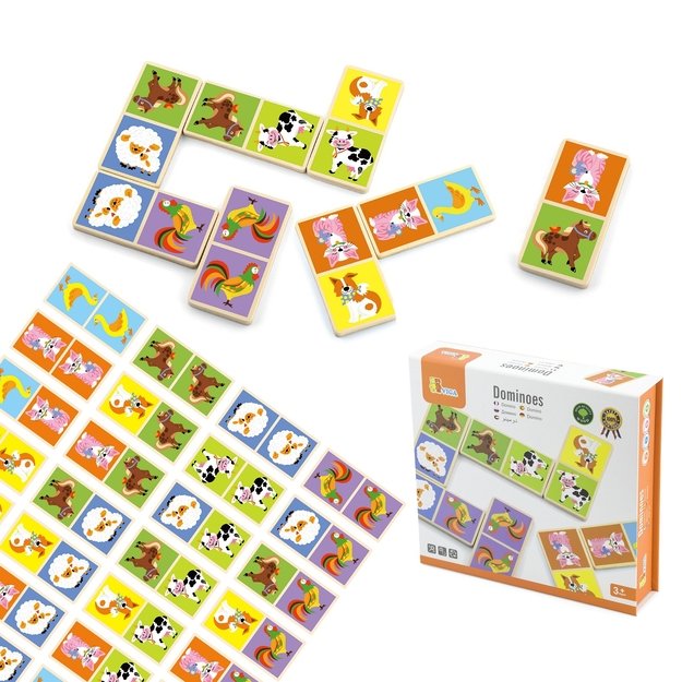 VIGA mediniai edukaciniai domino kaladėlės „Ferma“, 28 el., Montessori 5