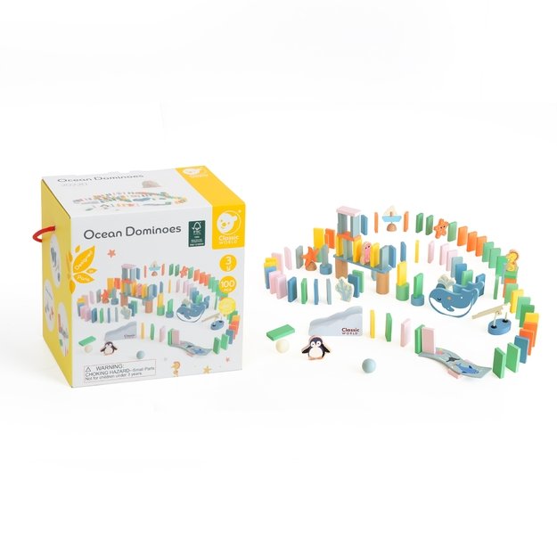 Medinis loginis domino rinkinys „Vandenyno kliūčių trasa“ Montessori, 100 el.