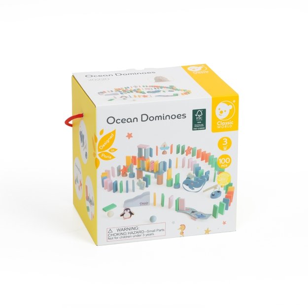 Medinis loginis domino rinkinys „Vandenyno kliūčių trasa“ Montessori, 100 el.