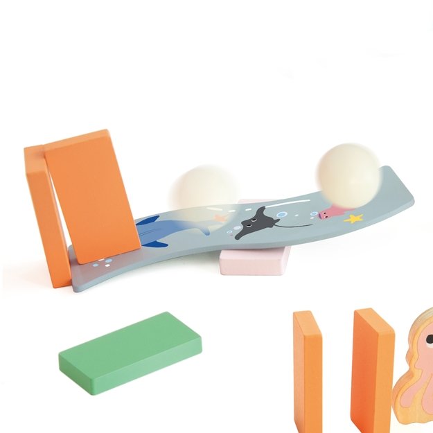 Medinis loginis domino rinkinys „Vandenyno kliūčių trasa“ Montessori, 100 el.