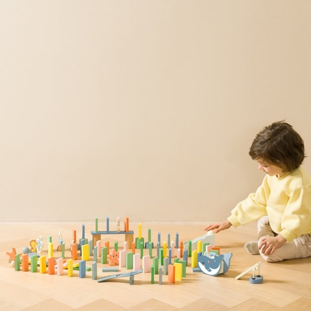 Medinis loginis domino rinkinys „Vandenyno kliūčių trasa“ Montessori, 100 el.