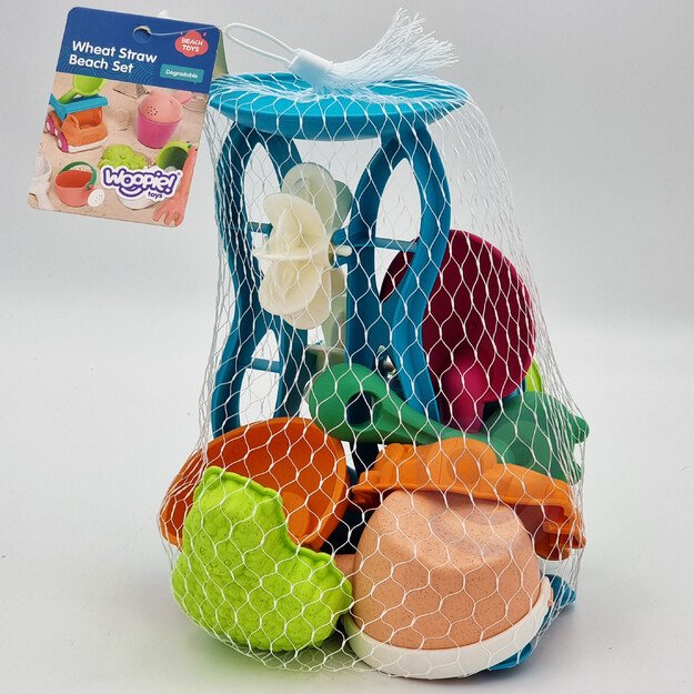 WOOPIE GREEN smėlio žaidimų rinkinys su malūnėliu ir laistytuvu, 10 dalių – biologiškai suyrantis, ekologiškas 5