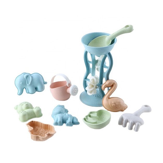 WOOPIE GREEN smėlio žaidimų rinkinys su malūnėliu ir laistytuvu, 10 dalių – biologiškai suyrantis, ekologiškas 6