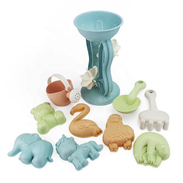 WOOPIE GREEN smėlio žaidimų rinkinys su malūnėliu ir laistytuvu, 10 dalių – biologiškai suyrantis, ekologiškas 8