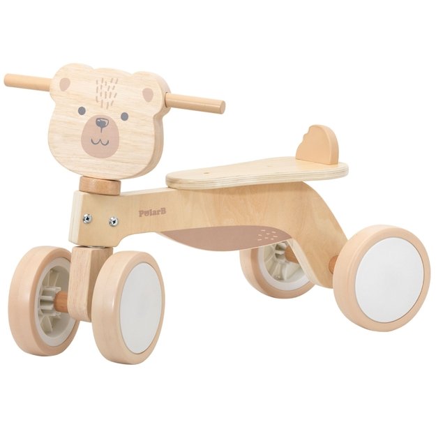 VIGA PolarB medinė paspirtukinė mašinėlė „Rudas meškiukas“ su minkštais ratukais 3