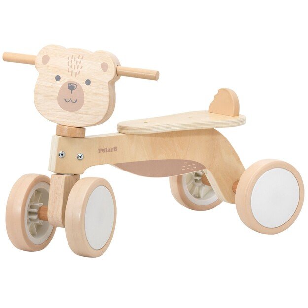 VIGA PolarB medinė paspirtukinė mašinėlė „Rudas meškiukas“ su minkštais ratukais 8