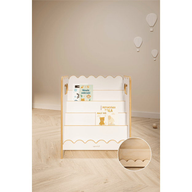 BUBBLE MINI Balta Montessori knygų lentyna 2