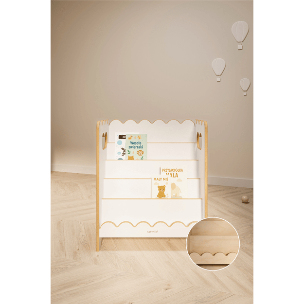 BUBBLE MINI Balta Montessori knygų lentyna (Prekė grąžinta kliento. Pakuotė pažeista / atidaryta) 2