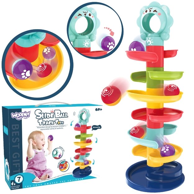 WOOPIE BABY kamuoliukų trasa – spiralinis bokštas + 2 kamuoliukai