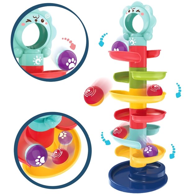 WOOPIE BABY kamuoliukų trasa – spiralinis bokštas + 2 kamuoliukai
