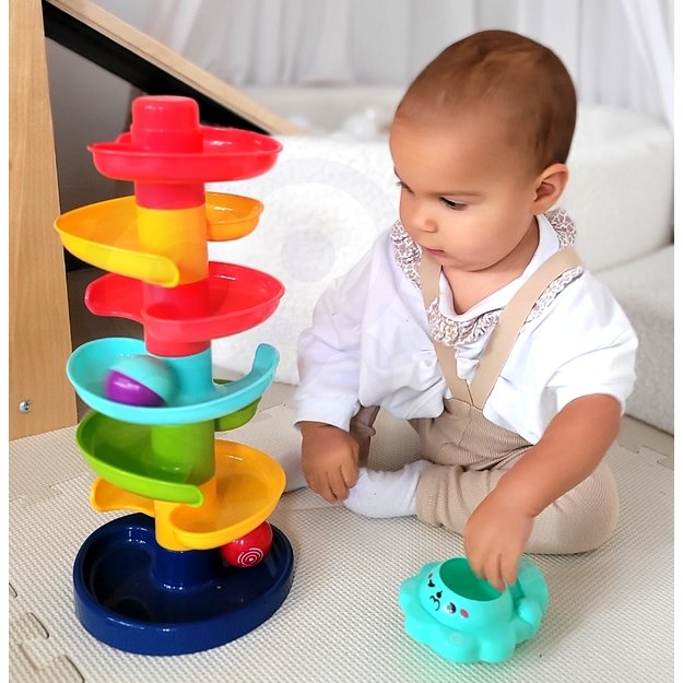 WOOPIE BABY kamuoliukų trasa – spiralinis bokštas + 2 kamuoliukai