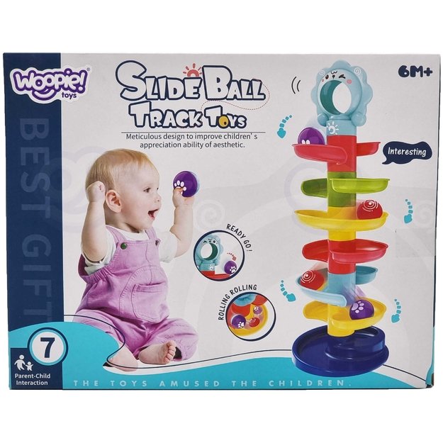 WOOPIE BABY kamuoliukų trasa – spiralinis bokštas + 2 kamuoliukai