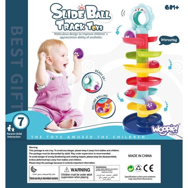 WOOPIE BABY kamuoliukų trasa – spiralinis bokštas + 2 kamuoliukai