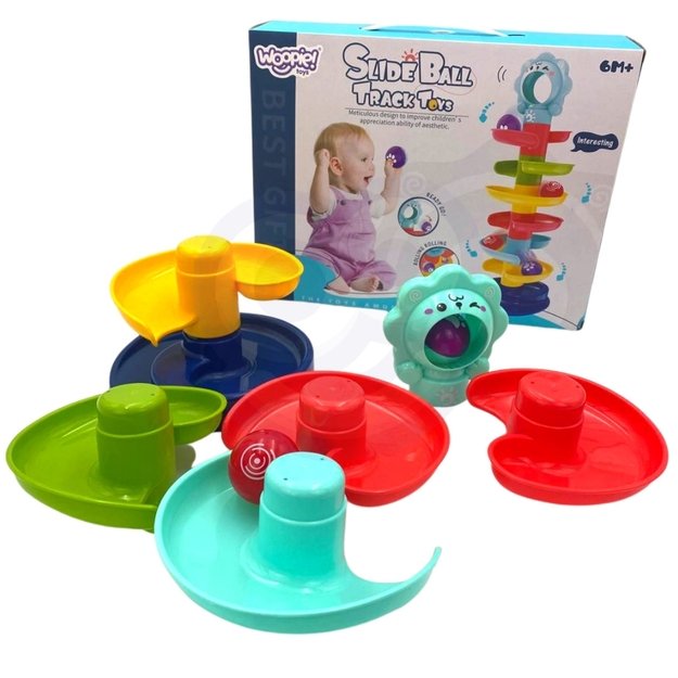 WOOPIE BABY kamuoliukų trasa – spiralinis bokštas + 2 kamuoliukai