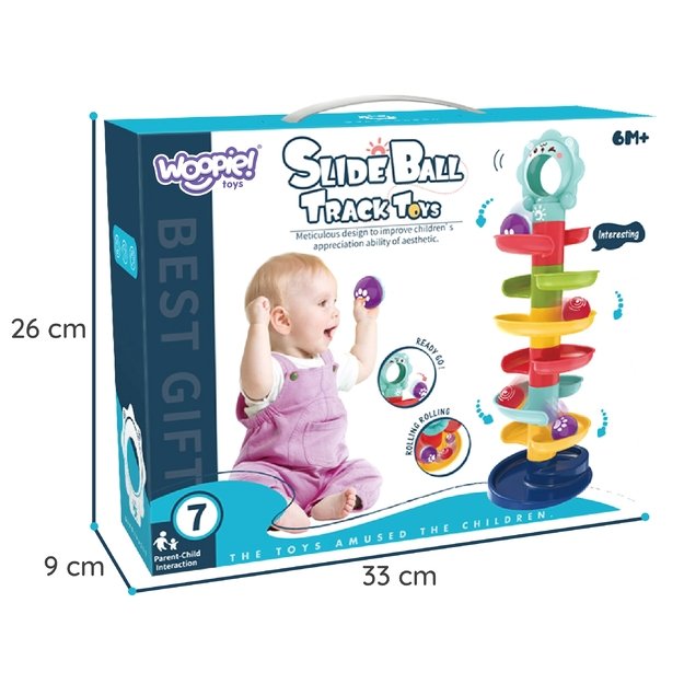 WOOPIE BABY kamuoliukų trasa – spiralinis bokštas + 2 kamuoliukai