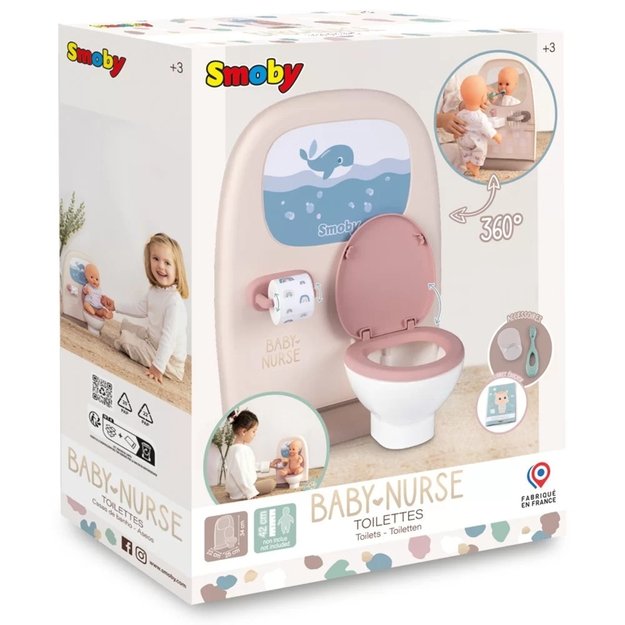 SMOBY Baby Nurse – dvipusis lėlių tualeto ir vonios rinkinys su priedais 8