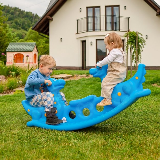 WOOPIE Dinozauro formos mėlynos spalvos sūpynės–balansinis supamasis žaislas (daugia­vietis) 12