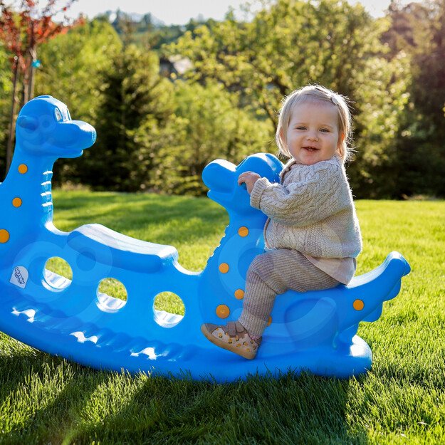 WOOPIE Dinozauro formos mėlynos spalvos sūpynės–balansinis supamasis žaislas (daugia­vietis) 2