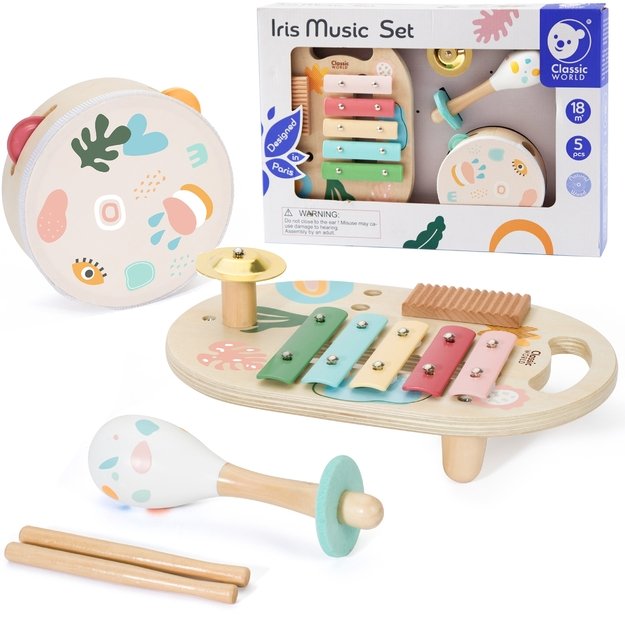 Medinių muzikos instrumentų rinkinys vaikams – 5 vnt.