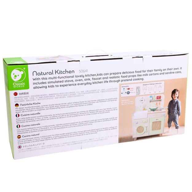 CLASSIC WORLD medinė XXL virtuvėlė su skalbimo mašina ir priedais 9