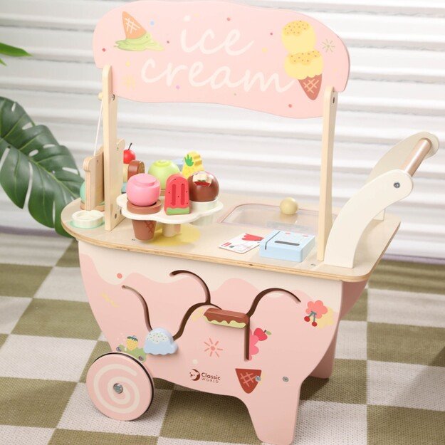 CLASSIC WORLD Medinė Ledainė 3in1 – Vežimėlis su 40 detalių 17