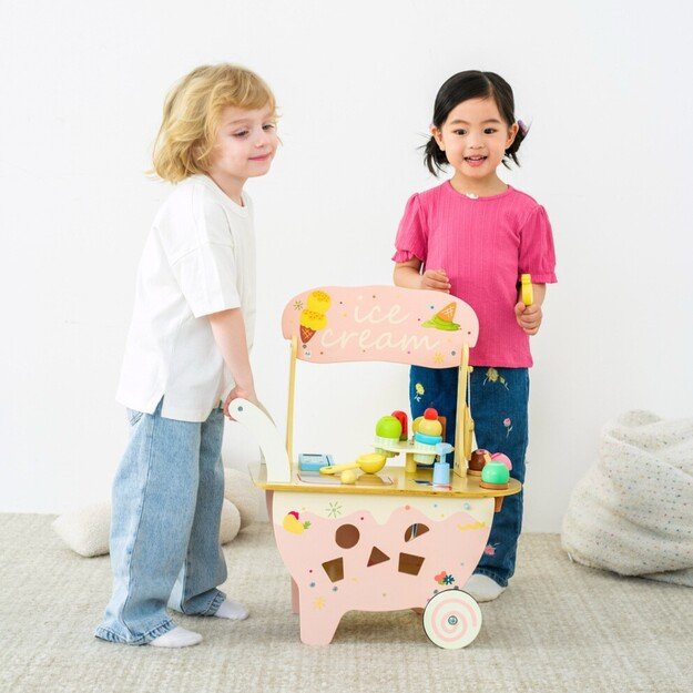 CLASSIC WORLD Medinė Ledainė 3in1 – Vežimėlis su 40 detalių 9