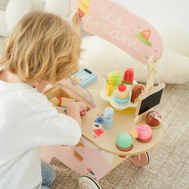 CLASSIC WORLD Medinė Ledainė 3in1 – Vežimėlis su 40 detalių 4