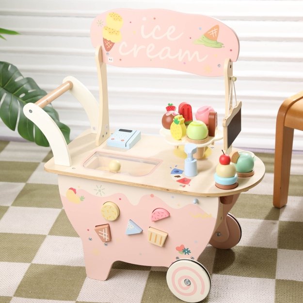 CLASSIC WORLD Medinė Ledainė 3in1 – Vežimėlis su 40 detalių 5