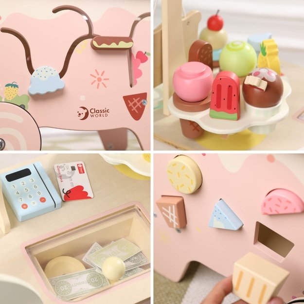 CLASSIC WORLD Medinė Ledainė 3in1 – Vežimėlis su 40 detalių 2