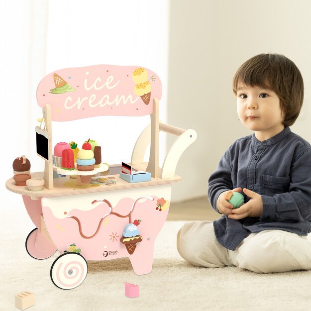 CLASSIC WORLD Medinė Ledainė 3in1 – Vežimėlis su 40 detalių 8