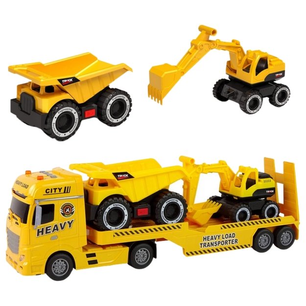 WOOPIE Tralas (autovežis) su statybine technika (transportavimo sunkvežimis su transporto priemonėmis) 1