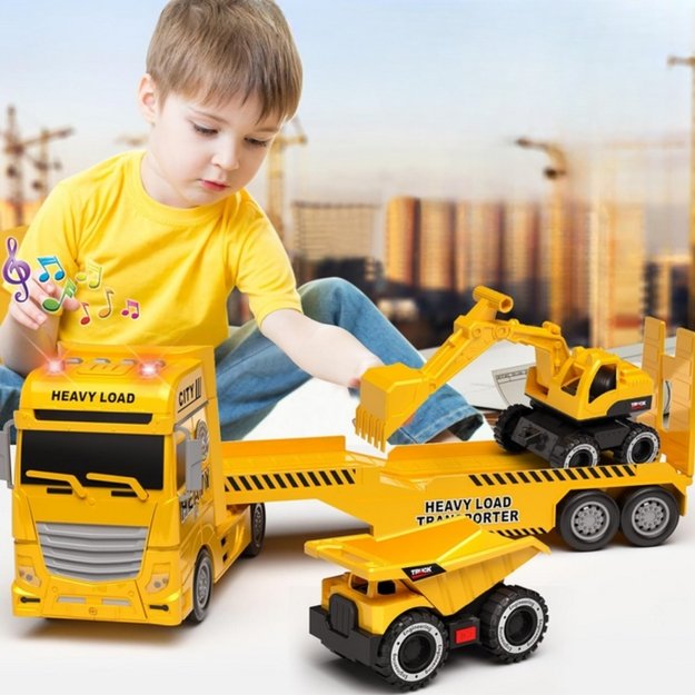 WOOPIE Tralas (autovežis) su statybine technika (transportavimo sunkvežimis su transporto priemonėmis) 4