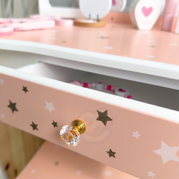 WOOPIE GREEN medinė kosmetinė (tualetinis staliukas) su veidrodžiu ir priedais 6