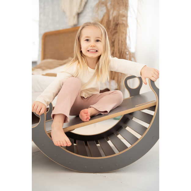 MINI montessori laipynė su čiuožykla. Pilkos spalvos  (Prekė grąžinta kliento. Pakuotė pažeista / atidaryta) 5